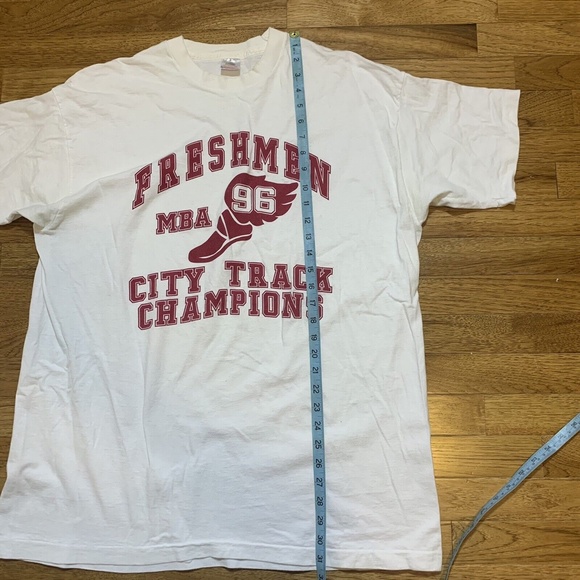 Vintage 90s Freshmen MBA Track Fruit of The Loom Tag USA 1996 White T-Shirt XL/L - Picture 8 of 9